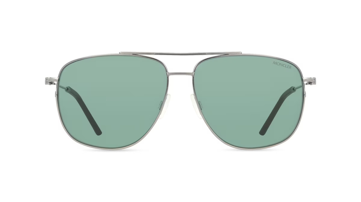 Moncler ME4004 Sonnenbrille Pilot, Vollrand, Metall, Unisex, grau, grün - Bild 1