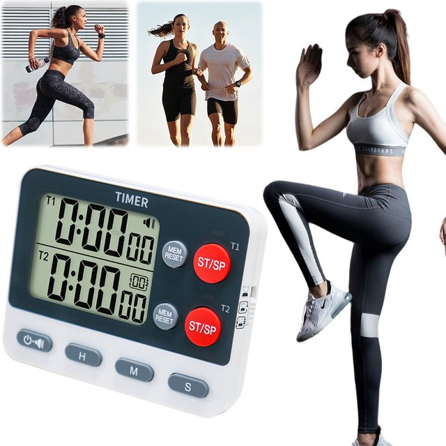 ATUOTIN Dualer digitaler Timer in Weiß, multifunktionaler Count-Up und Count-Down Timer mit Speicherfunktion für Fitnessstudio, Büro und Labor - Bild 1
