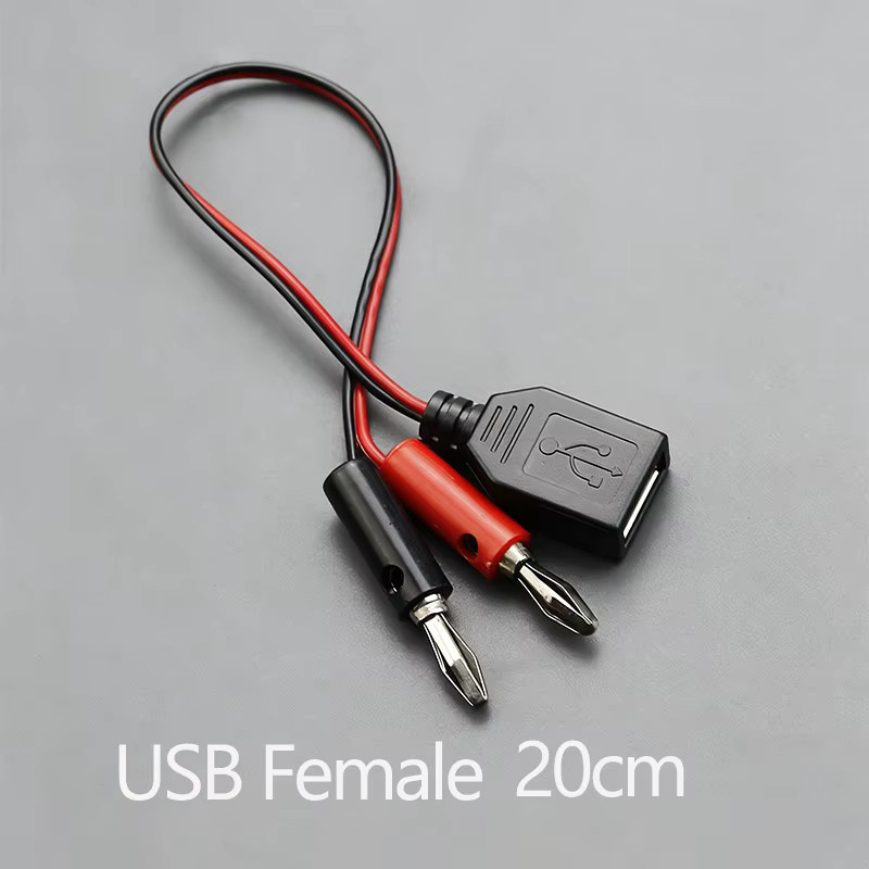 JCD Stromtestleitung USB 2.0 auf 4 mm Bananenstecker Konvertierungsleitung mit männlichen und weiblichen Steckern in Schwarz - Bild 3