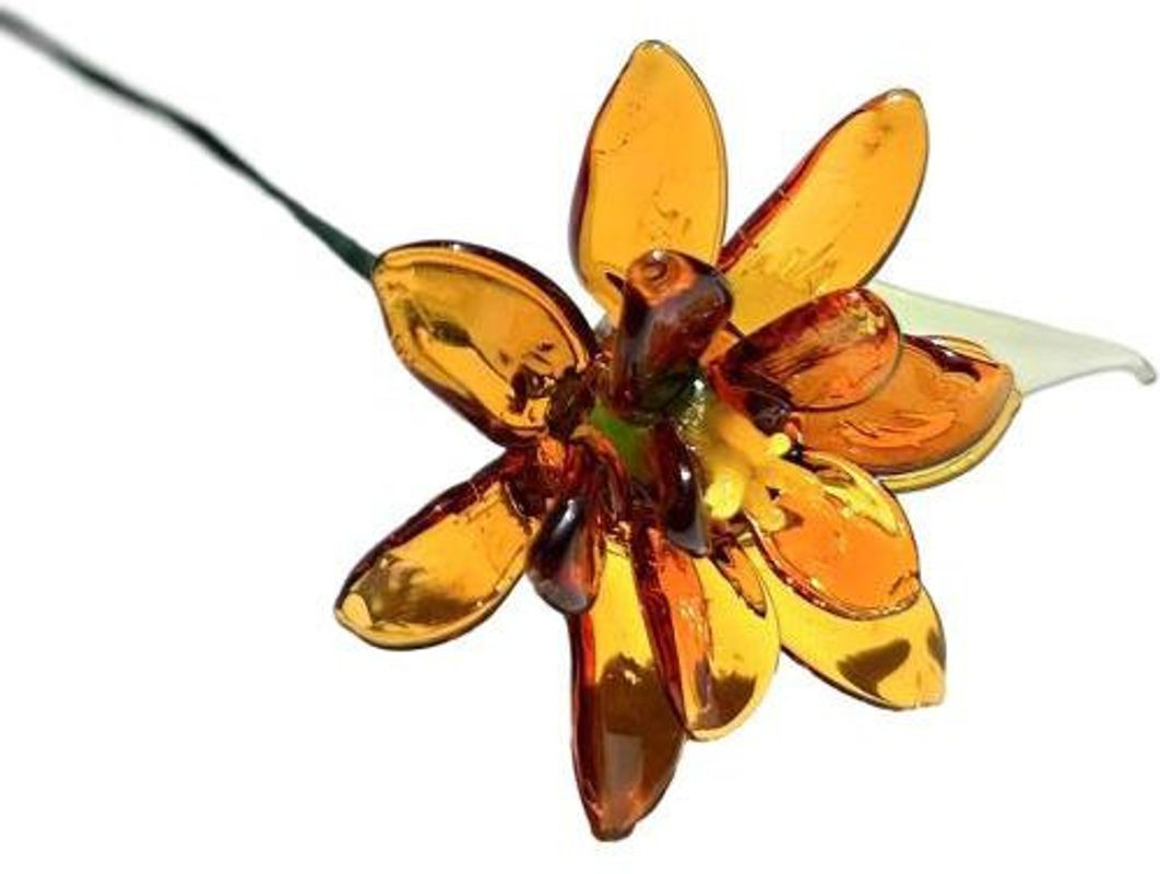 Bluelans Handgefertigte Glasblume in Orange mit Drahtstiel aus Glas und Metall - Bild 1