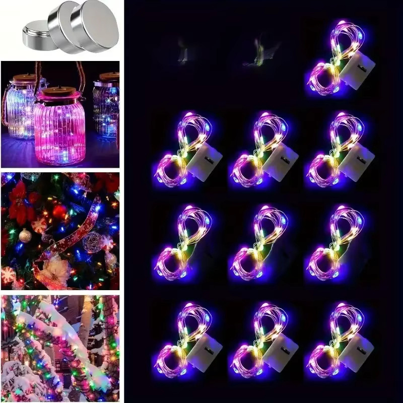 10er Set Peach Forest LED Lichterkette warmweiß, batteriebetrieben und wasserdicht mit silbernem Metalldraht für DIY Dekorationen, Hochzeiten und Partys - Bild 4