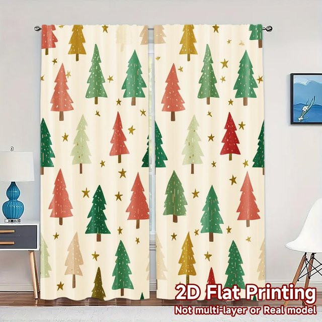 Tonnika Chen Set aus 3 flachen Druck-Jalousien mit Ösenaufhängung aus Polyester, Farbe Immergrün, B: 100 cm, H: 70 cm - Bild 1