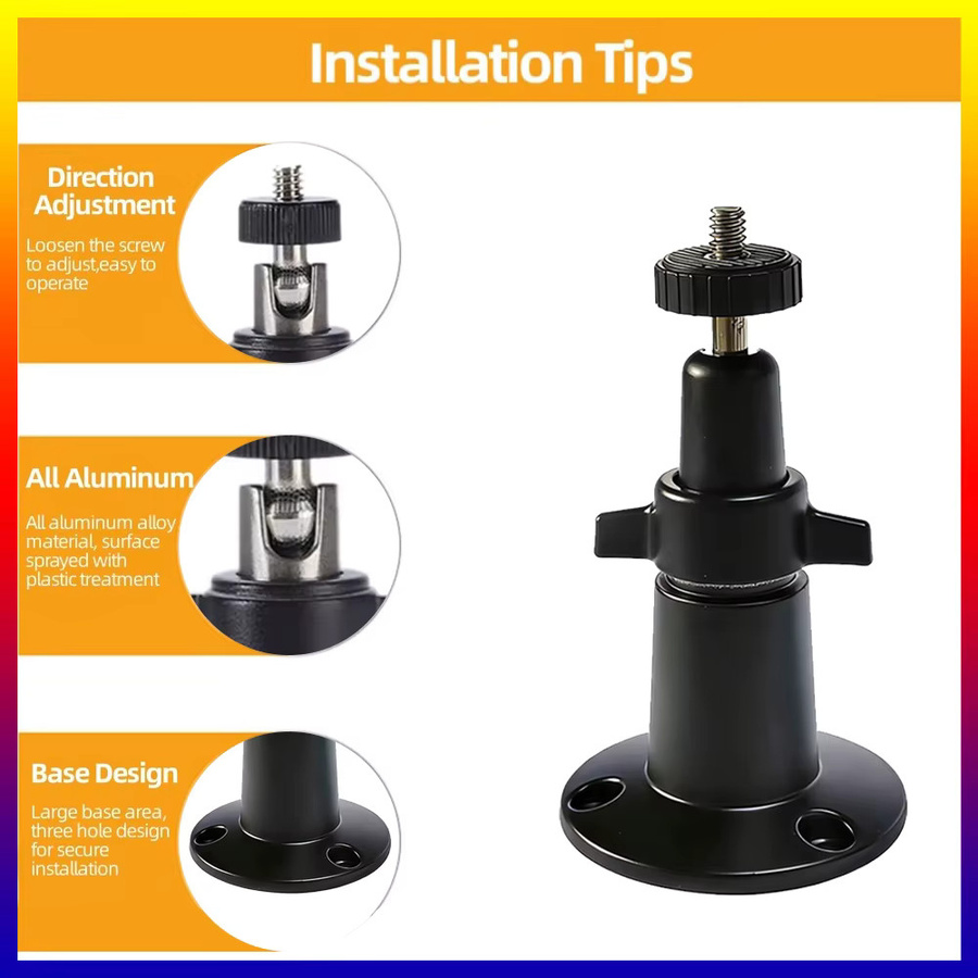 Verstellbare Sicherheits-Wandhalterung aus Metall für Arlo Ultra, Pro, Pro 2 und Pro 3 CCTV-Kameras, Farbe: Schwarz - Bild 2