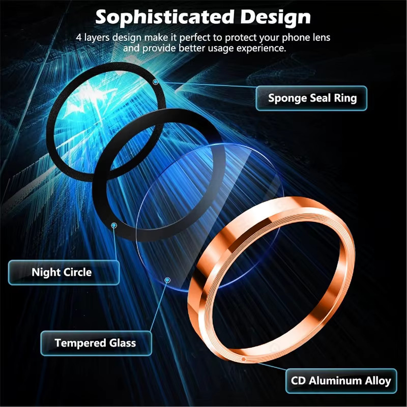Metallring-Objektivschutzglas für Honor 600 Pro Lite Light 5G in Schwarz als Rückkamera-Schutzabdeckung - Bild 4
