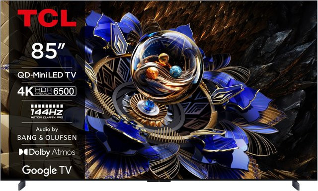 TCL 85X11K QD-Mini LED Smart TV in Brushed Titanium, 4K Ultra HD, 215 cm (85 Zoll), 144 Hz, Sprachsteuerung, Grau/Schwarz - Bild 1