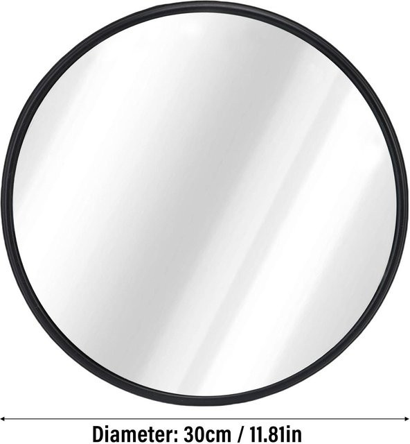 Binchi Gebogener Sicherheitsspiegel Schwarz Wandmontiert Konvexspiegel für Garage und Geschäft Durchmesser: 30,0 cm - Bild 1