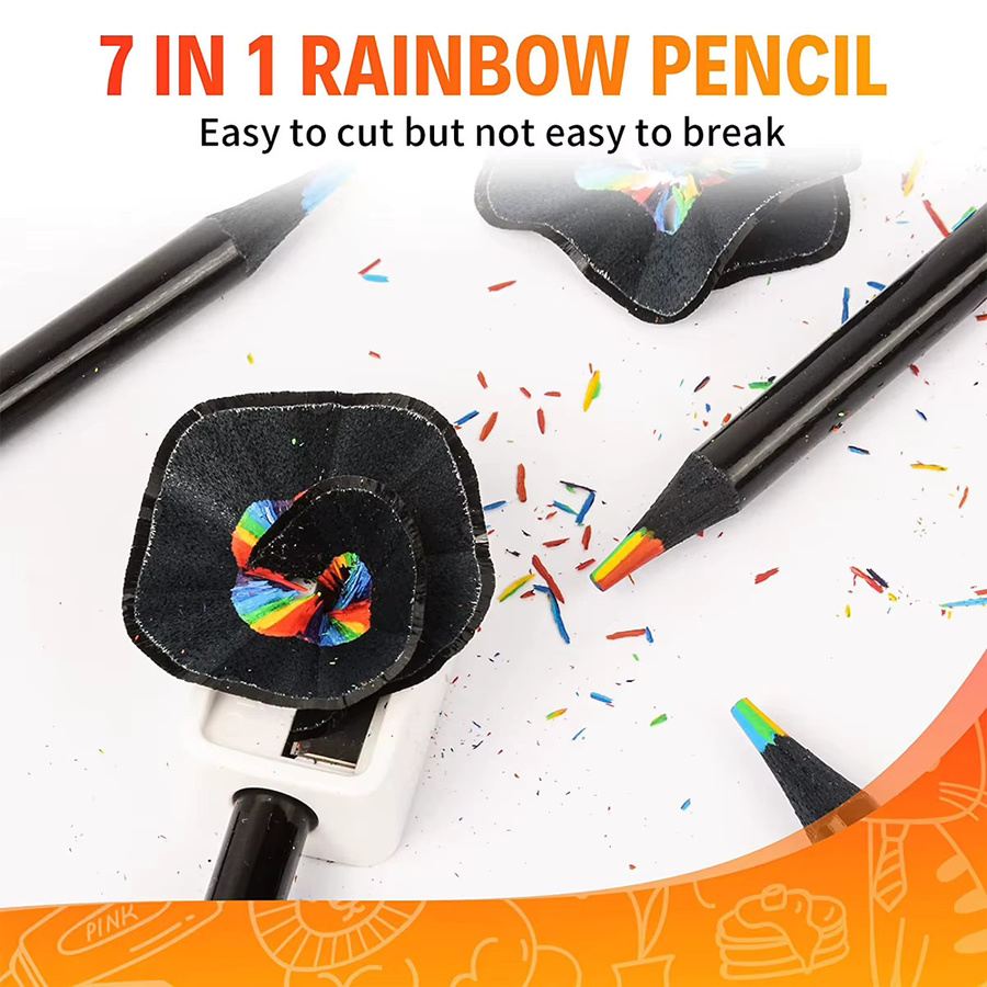 10 Stück Jumbo-Buntstifte mit 7 Farben Farbverlauf Regenbogen-Effekt für Kunst und Zeichnen in Multicolour - Bild 3