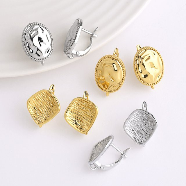 OCESRIO Ohrring Haken, Oval Rechteck, Silber/Gold Farbe, Unisex - Bild 1