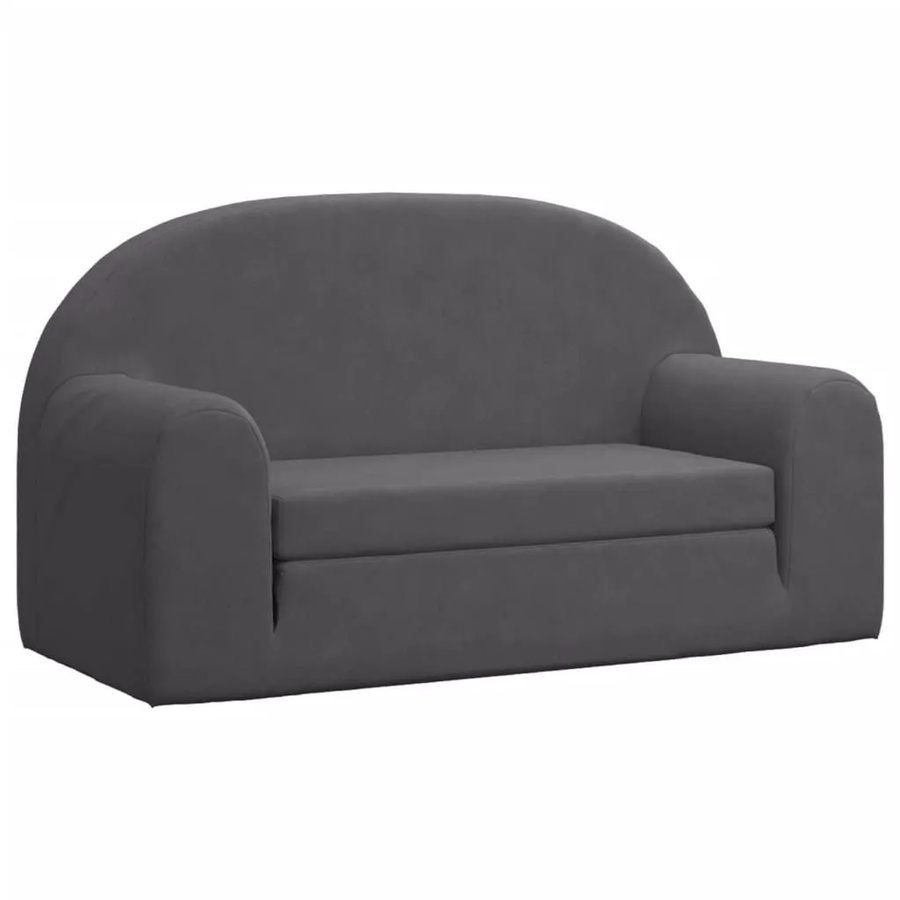 vidaXL Kinder-Schlafsofa 2-Sitzer aus weichem Plüsch in Anthrazit, B/T/H: 84 x 45 x 34 cm - Bild 2