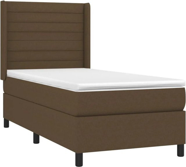 vidaXL Boxspringbett mit Matratze in Dunkelbraun, Hybridbett mit LED-Unterbettbeleuchtung und USB-Ladeport, B/T/H: 100 x 200 x 118 cm - Bild 1
