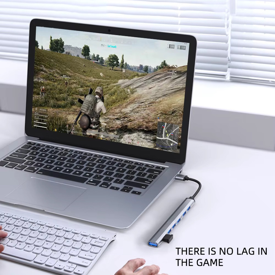 KEBIDUMEI 7-in-2 USB-C Dockingstation und USB 3.0 Hub mit 5Gbps, OTG Adapter für PC und Laptop, Farbe: Silber - Bild 3