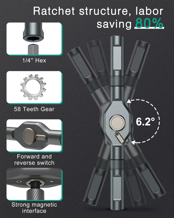 ORIA Magnetisches 12-in-1 Ratschenschraubendreher-Set, Tragbares Mini-Reparatur-Werkzeug-Set für Möbel, Computer und Fahrrad - Bild 3