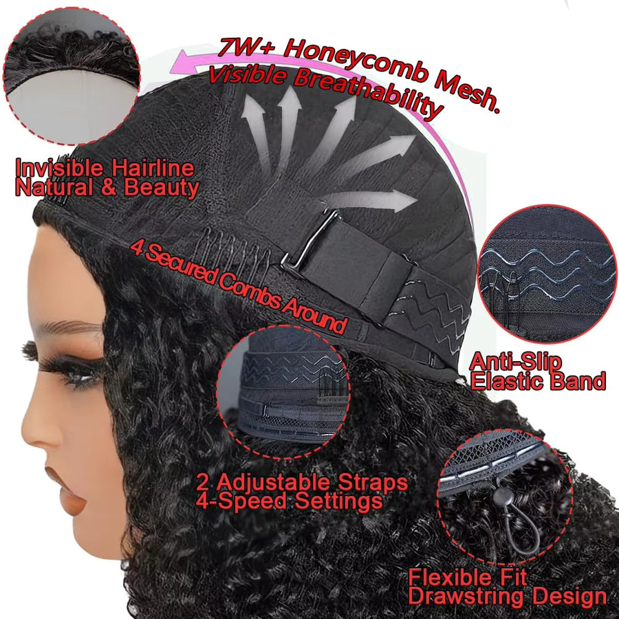 UVEOUS 3-in-1 Lockige Stirnband-Halbperücke aus Echthaar, Damen - Bild 3