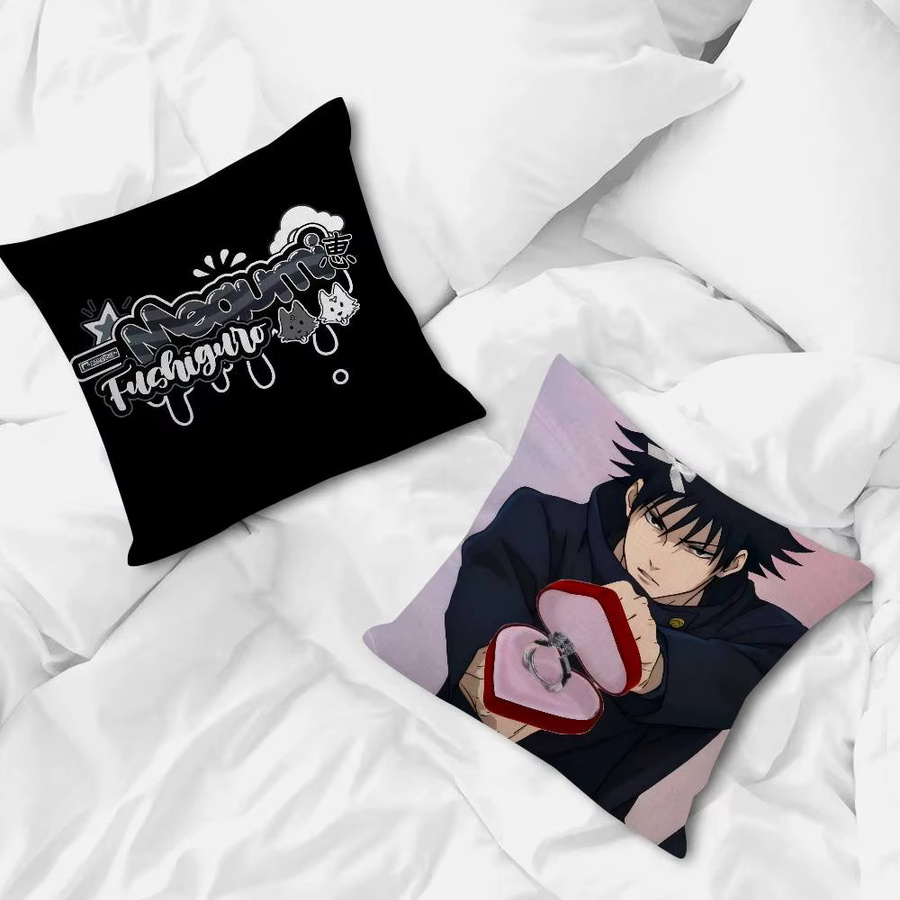 KAYOU Anime Kissenbezug mit Megumi Fushiguro Motiv aus kurzem Plüsch, quadratisch, 30 x 30 cm - Bild 3