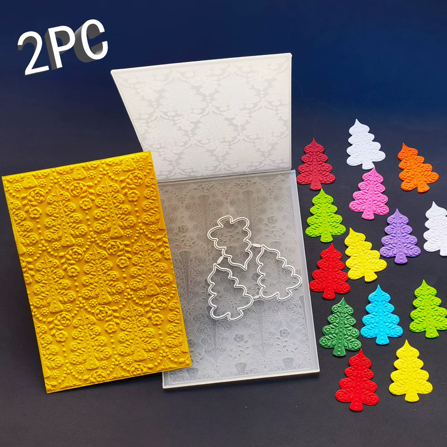 2er-Set Weihnachtsbaum-Dekorationsmuster mit 3D-Relief und Metallformen - Bild 4