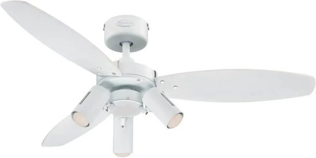 WESTINGHOUSE Deckenventilator Jet Plus Weiß mit Beleuchtung und Fernbedienung, Durchmesser: 105 cm - Bild 1