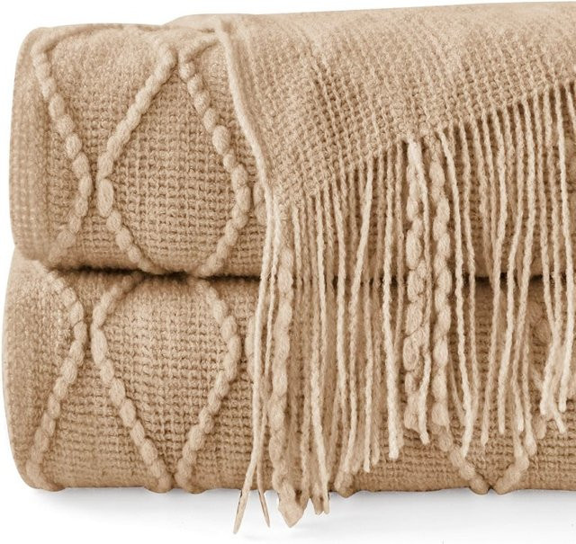 Inyahome Boho Decke in Beige mit geometrischem Muster, B/B: 150 x 230 cm - Bild 1