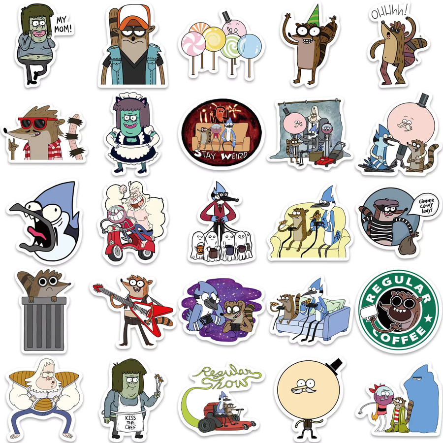 Regular Show Aufkleber, Cartoon Anime Vinyl Aufkleber, 52-teiliges Set - Bild 3