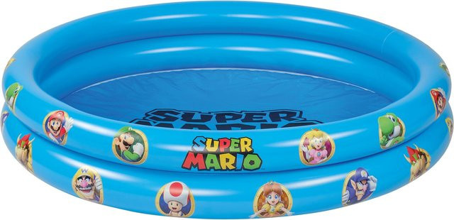 Super Mario aufblasbares 2-Ring-Planschbecken für Kinder, blau/mehrfarbig, Durchmesser: 122 cm, Höhe: 23 cm - Bild 1