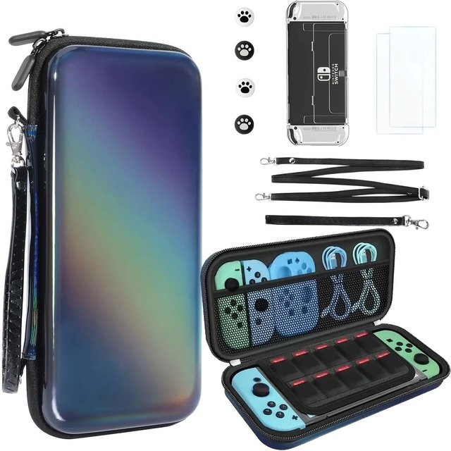 Tragbare Aufbewahrungstasche und Schutzhülle für Nintendo Switch OLED in Schwarz und Multicolour - Bild 1