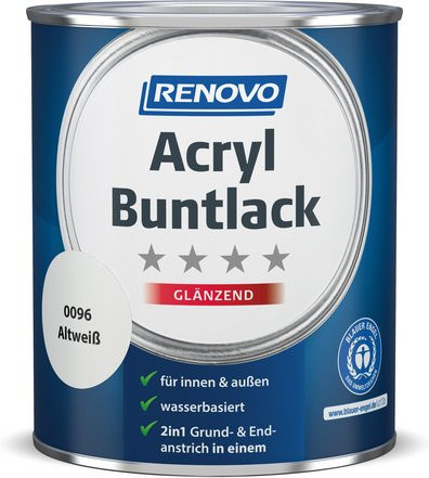 RENOVO Acryl-Buntlack für Holz, Weiß, glänzend, 0,75 l - Bild 1