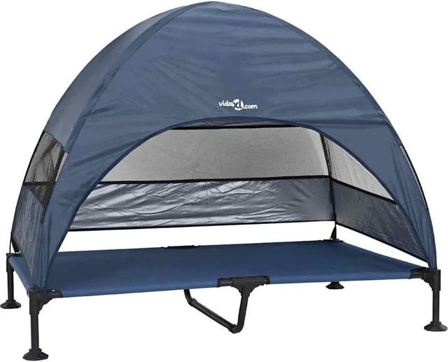 vidaXL Hochgelegtes Hundebett Marineblau B/T/H: 127 x 81 x 108 cm - Bild 1