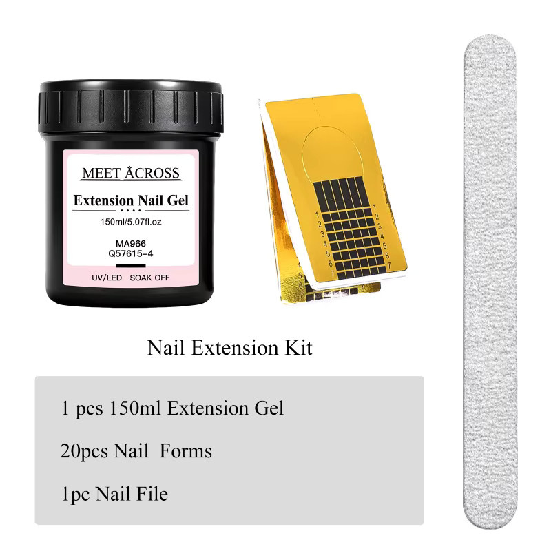 MEET ACROSS Builder Nail Gel Set, Rosa Weiß, 3 x 150 ml, Glänzend - Bild 4