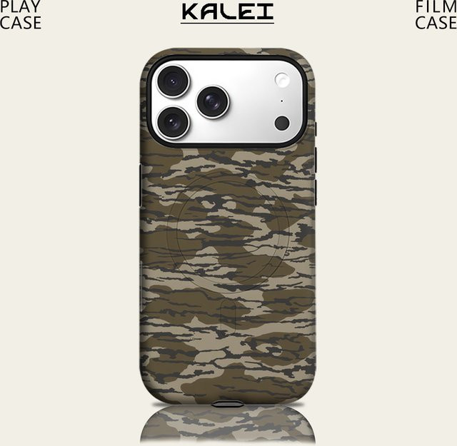 Potdemiel Handyhülle im Woodland Camo Design für iPhone 17 16 15 14 13 Pro Max Plus, magnetische robuste Einzel- und Doppelschicht-Hülle, Multicolour - Bild 1