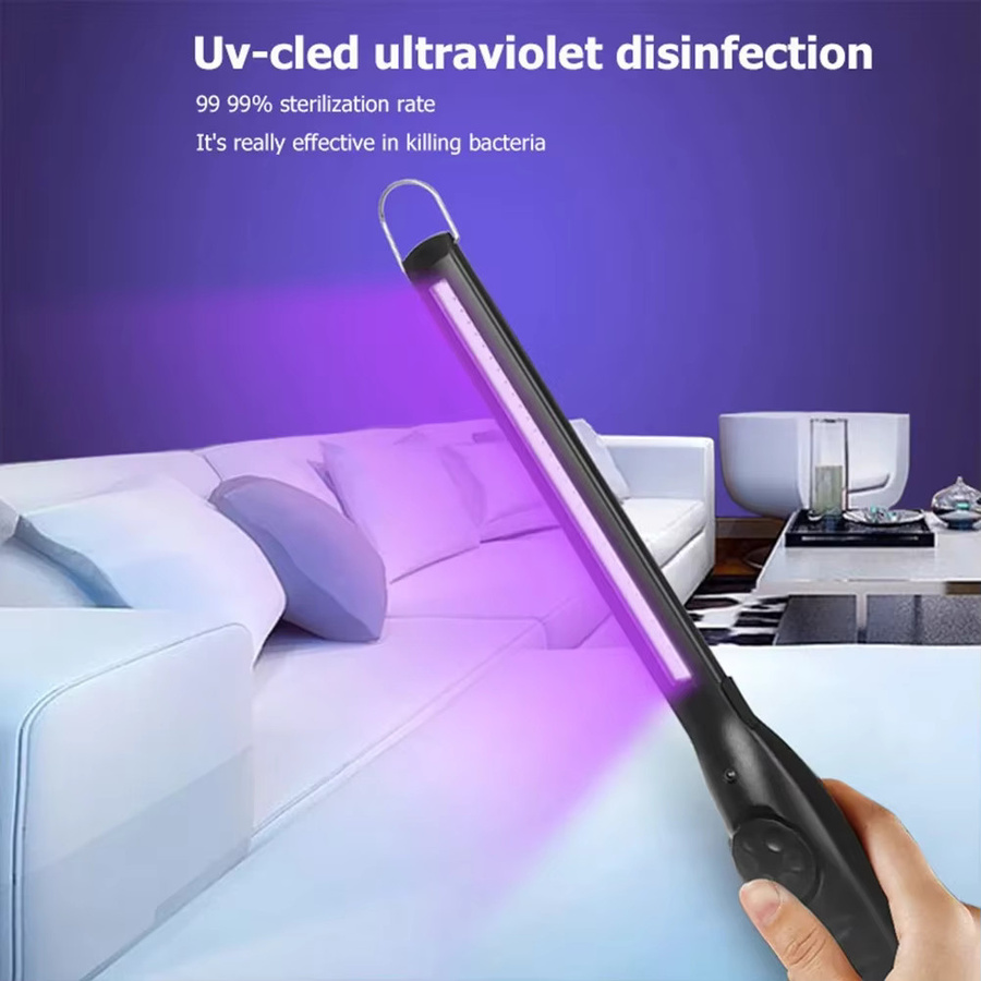 XIWANGFIRE UV-Sterilisatorlampe mit 30 LEDs, wiederaufladbare handgehaltene UV-Desinfektionslampe zur Keimabtötung in Schwarz - Bild 3
