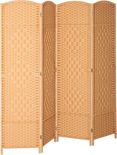 HOMCOM Raumtrenner aus Kiefernholz mit Polypropylen-Geflechtmuster in Naturholz, H x B x T: 180 x 1,7 x 180 cm - Bild 1