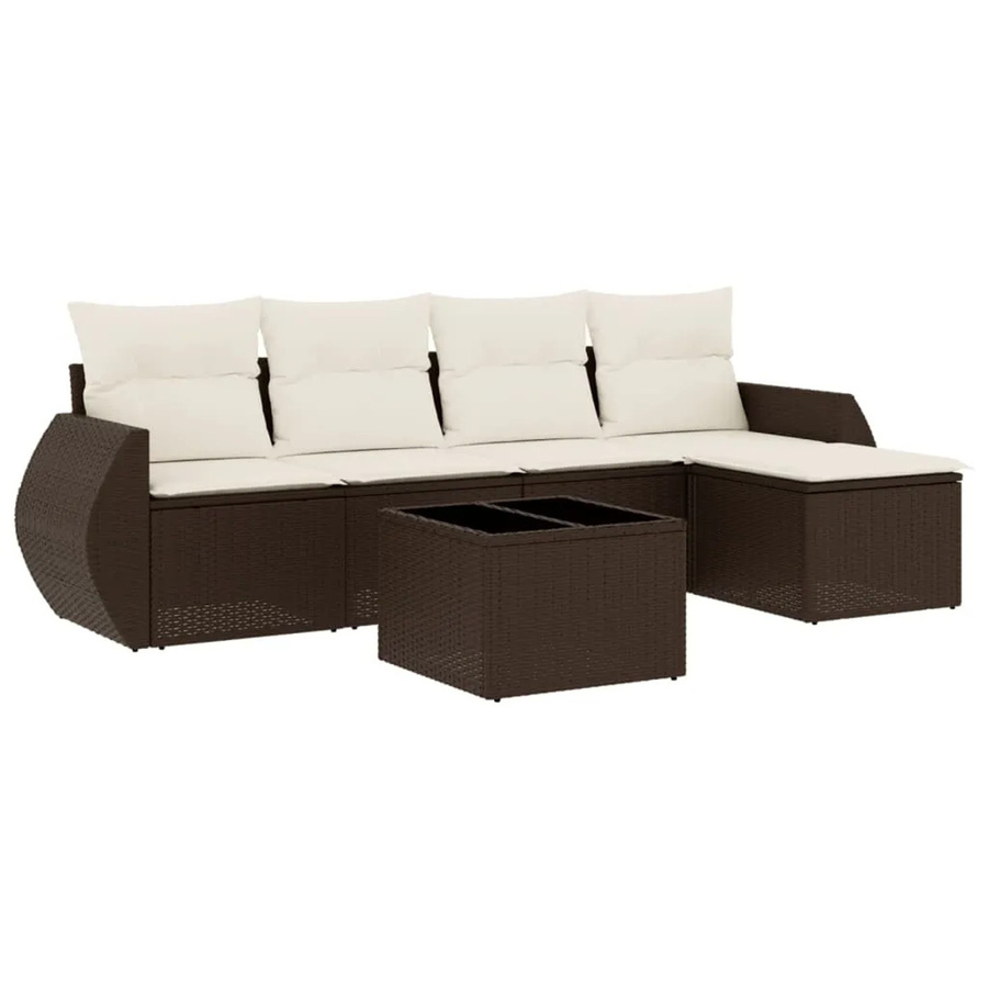 vidaXL 6-teilige Garten-Sofagarnitur aus braunem Poly-Rattan mit Kissen - Bild 2
