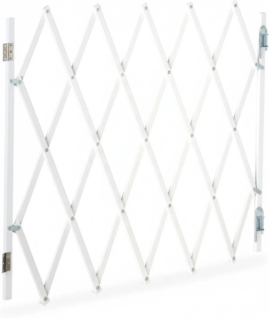 Relaxdays Hundeabsperrgitter aus Bambus und Eisen in Weiß, ausziehbar von 69-82,5 cm Breite und 17-118 cm Länge - Bild 1