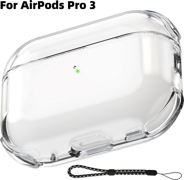 Transparente Schutzhülle für Apple AirPods Pro 3 mit Trageband in Transparent und Blau - Bild 1