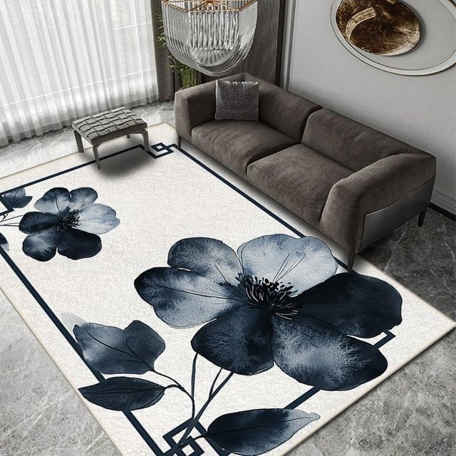 Couchtischdecke im Kaschmirimitat Wabi-Sabi Stil, moderne Sofa-Bodenmatte aus Crystal Velvet in Creme, B/B: 60 x 40 cm - Bild 1