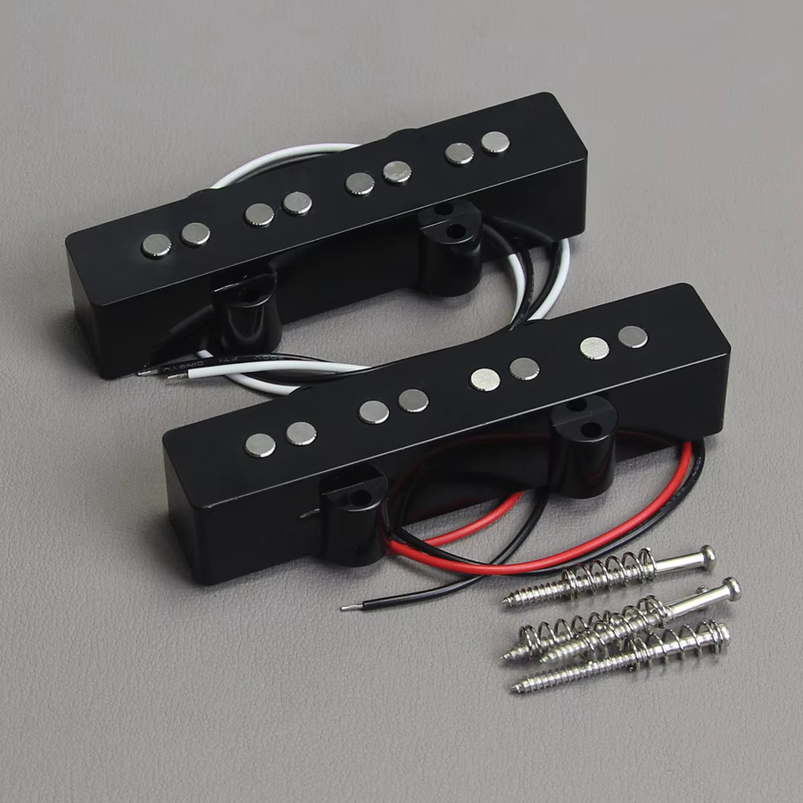 FLEOR Set aus Open Style Alnico 5 Bass-Tonabnehmern JB Neck und Bridge für 4-Saiten Bass, Schwarz - Bild 2