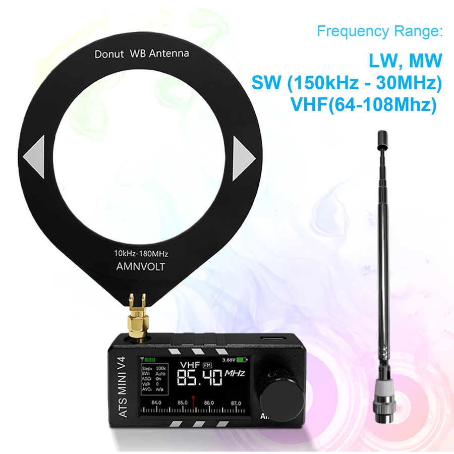 AMNVOLT ATS MINI SI4732 All Band DSP Radio Empfänger in Schwarz mit FM, AM, SSB, LSB und USB sowie integrierter Hi-Z Kopfhörerverstärkerschaltung - Bild 2