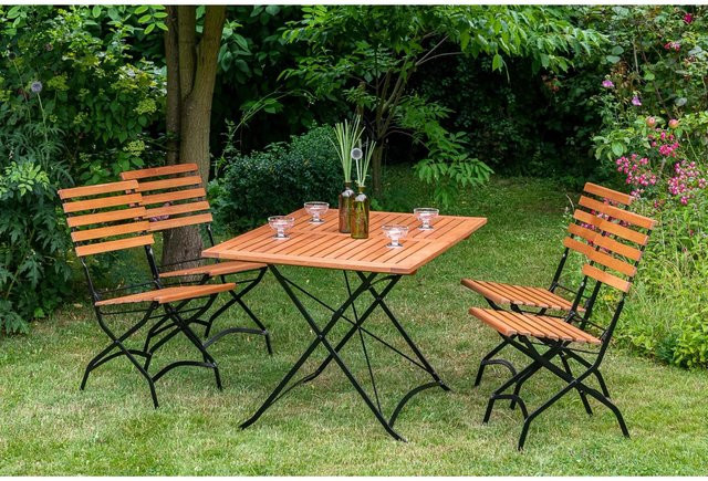 Merxx Schlossgarten Gartenmöbelset 5-tlg. aus Eukalyptusholz in Schwarz, Tisch Breite: 120 cm, Tiefe: 80 cm - Bild 1