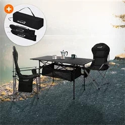 HAUKI Camping Set 3-teilig mit Klapptisch und 2 Campingstühlen in Schwarz - Bild 1