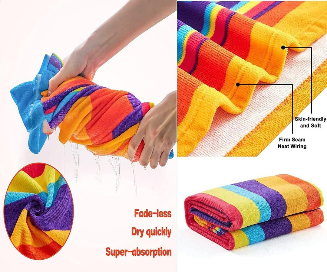 Buntes gestreiftes Strandtuch von JMG Household Supplies in Multicolour, schnelltrocknend, B/H: 35 x 75 cm - Bild 2