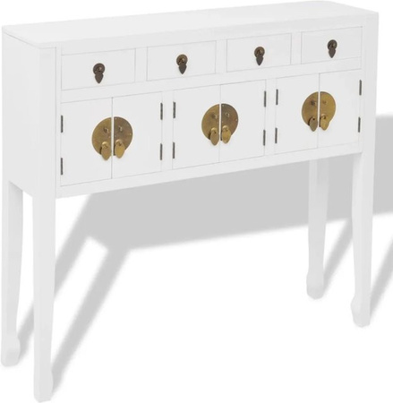 vidaXL Sideboard im chinesischen Stil aus Massivholz in Weiß