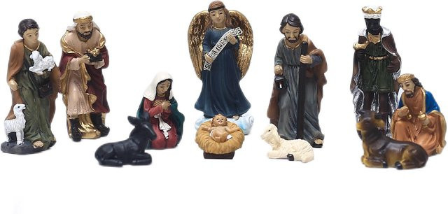 Handbemaltes Krippenfiguren Set von TOMTOP JMS mit Schaf, Esel und Kuh in Multicolor für deine Weihnachtsdekoration - Bild 1