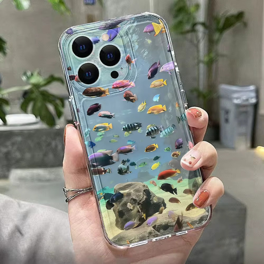 AKABEILA Handyhülle mit transparentem Fisch-Design aus weichem Silikon für iPhone 16 Pro Max, 15 Pro Max, 14, 13, 12 und 11, stoßfeste Silikon-Schutzhülle - Bild 3