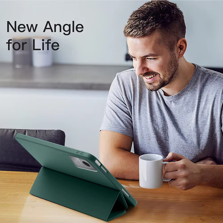 PHYLYN Schutzhülle für Lenovo Tab M11 und Tab K11 LTE 11 Zoll 2024 TB330FU aus PU-Leder mit Standfunktion und Auto Wake/Sleep in Weiß oder Blau - Bild 5