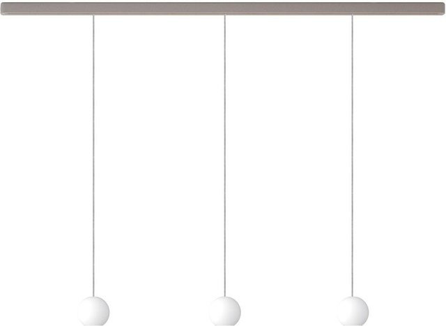 KOMOT KOS Trio S LED-Pendelleuchte Schiene 150 cm in Nickel matt und Edelstahl mit mundgeblasenem Opalglas und Tunable White (2200K - 4200K) - Bild 1