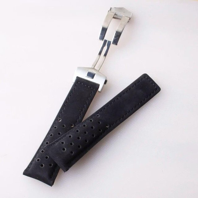 TAG HEUER Uhrenarmband Kuhleder, Faltschließe, Schwarz, Herren - Bild 1