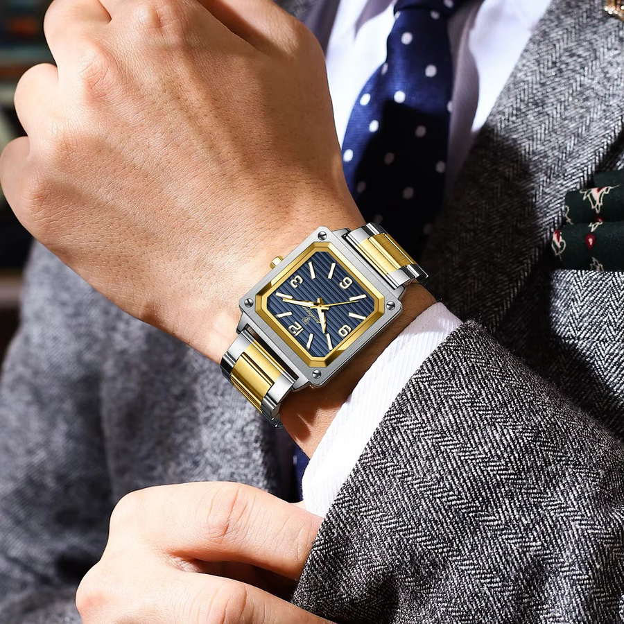 POEDAGAR Armbanduhr, Quarz, Edelstahl, Blau, Herren - Bild 6