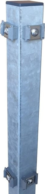 Fa-Bausysteme Eckzaunpfosten für Doppelstabmattenzaun mit Klemmplättchen, Feuerverzinkt, Farbe: Zink, Höhe: 80 cm - Bild 1