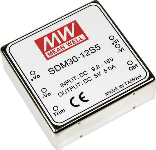 Mean Well MW SDM30-12S15 DC/DC-Wandler 25W mit 1 Ausgang in Weiß - Bild 1