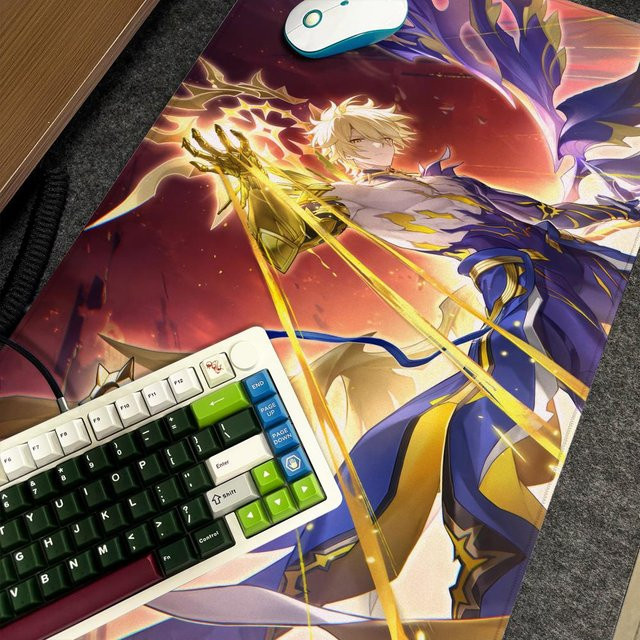 Honkai Star Rail Phainon XXL Mauspad mit HD Art Design, rutschfeste Schreibtischunterlage für Gamer, B/B: 90 x 40 cm, Schwarz/Mehrfarbig - Bild 1