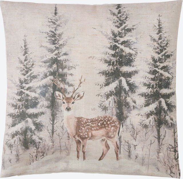 NKD Kissenhülle mit Reh-Motiv in Beige, B/H: 40 x 40 cm - Bild 1